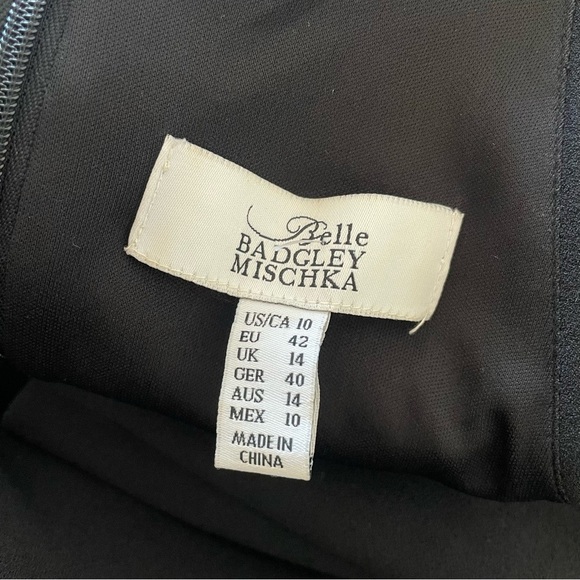 Badgley Mischka Alyssa Embellished Halter Sleeveless Crepe Side Slit Gown Sz 10 - Picture 8 of 11